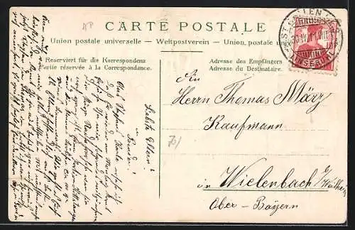 AK Trogen, Dorfplatz im Briefmarken-Passepartout