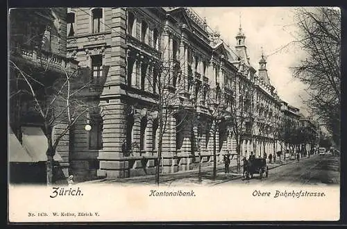 AK Zürich, Obere Bahnhofstrasse mit Kantonalbank