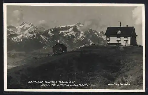 AK Gäbris, Gasthof mit Blick auf Säntis und Altmann