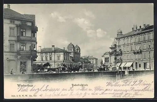 AK Winterthur, Bahnhofplatz und Bahnhof