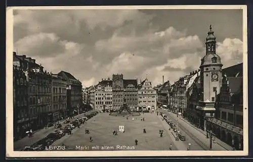 AK Leipzig, Markt mit altem Rathaus