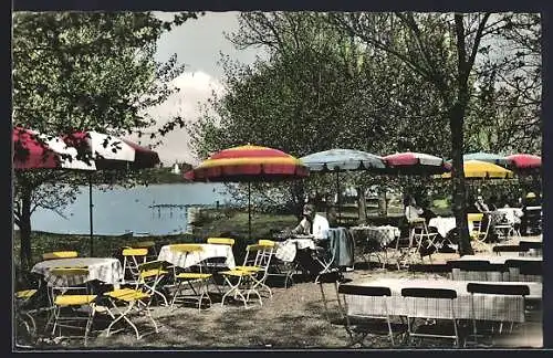 AK Fraueninsel i. Chiemsee, Terrasse der Gaststätte Inselwirt, Bes. T. Krämmer