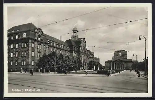 AK Duisburg, Königsplatz mit Rathaus