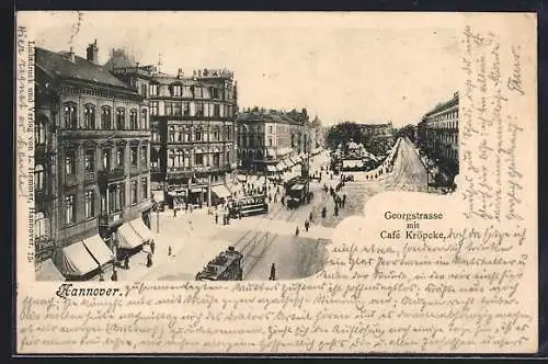 AK Hannover, Georgstrasse mit Cafe Kröpcke aus der Vogelschau