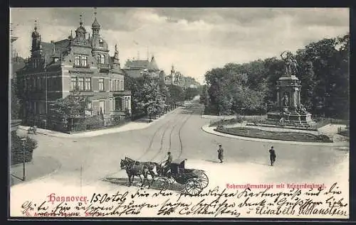 AK Hannover, Hohenzollernstr. mit Krieger-Denkmal