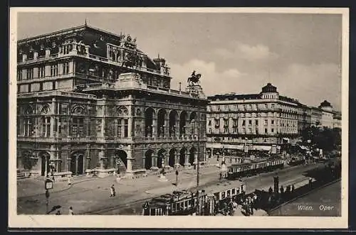 AK Wien, Strassenbahnen an der Oper