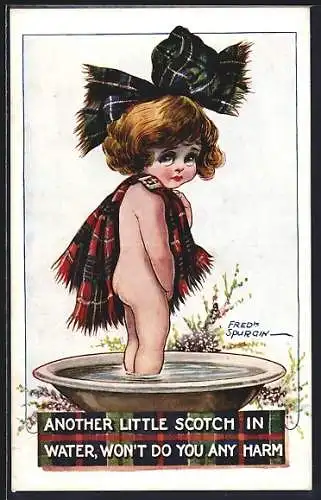 Künstler-AK Fred Spurgin: Kleine Schottin in einem Wasserbecken