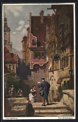 Künstler-AK Carl Spitzweg: Der Briefträger