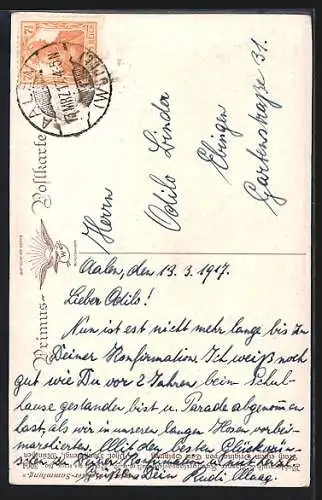 Künstler-AK Carl Spitzweg: Der Briefträger