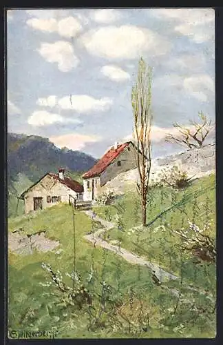 Künstler-AK August Splitgerber: Weg zum Bergdorf