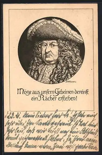 Künstler-AK Franz Stassen: Möge aus unsern Gebeinen dereinst ein Rächer erstehen!