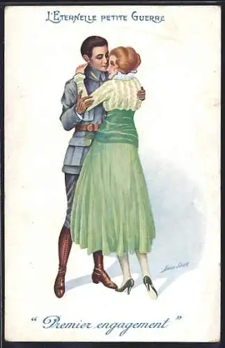 Künstler-AK Xavier Sager: Soldat verabschiedet sich von seiner Liebsten