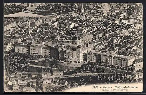 AK Bern, Ballon Aufnahme der Stadt