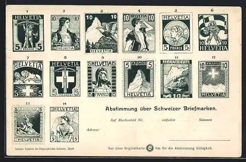 AK Schweiz, Abstimmung über Briefmarken