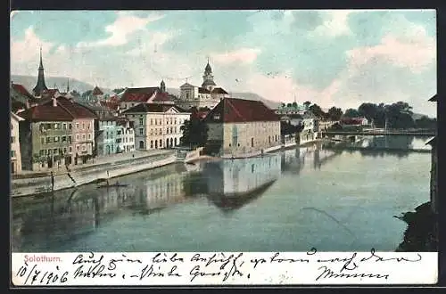 AK Solothurn, Teilansicht mit Brücke