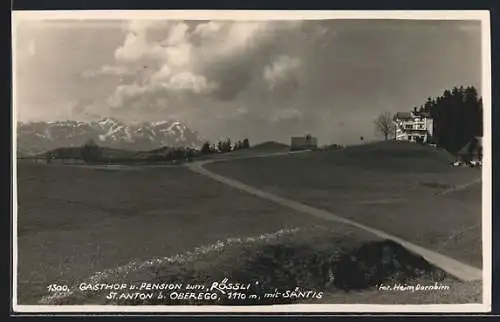 AK St. Anton, Gasthof-Pension zum Rössli mit Säntis