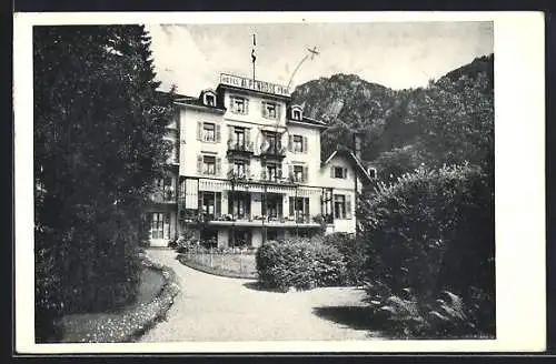 AK Vitznau, Hotel Alpenrose, Propr. Fam. Achermann-Hoffmann, vom Garten aus