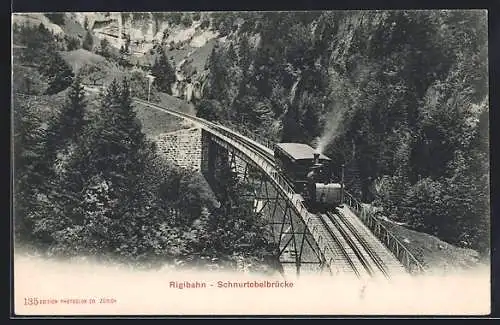 AK Rigibahn, Fahrt über die Schnurtobelbrücke