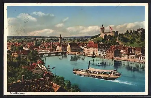 AK Schaffhausen, Rheinpartie mit Blick über die Stadt