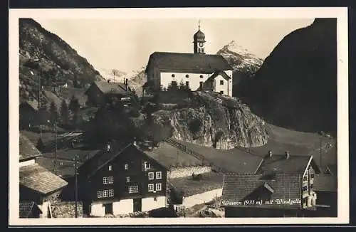 AK Wassen, Ortsansicht mit Kirche und Windgelle