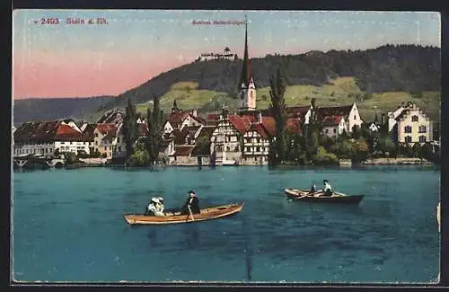 AK Stein a. Rhein, Totalansicht mit Kirche und Schloss Hohenklingen