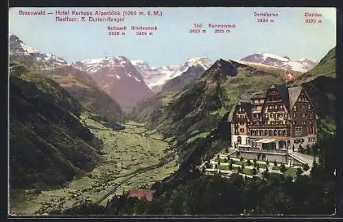 AK Braunwald, Hotel Kurhaus Alpenblick, Bes. R. Durrer-Ifanger