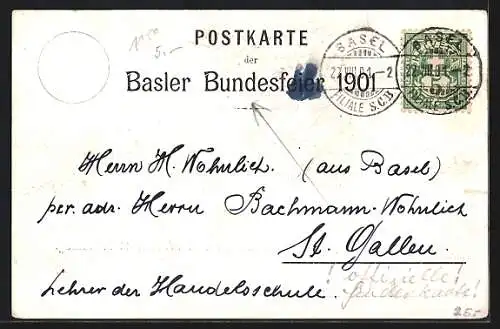 AK Basel, Basler Bundesfestspiel 1901, Scene aus dem IV. Akt: Heinrichszug