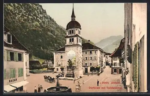 AK Altdorf, Dorfplatz mit Telldenkmal