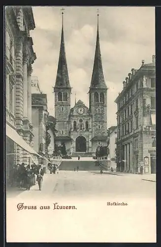 AK Luzern, Strasse zur Hofkirche, um 1900