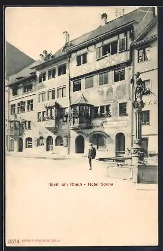 AK Stein am Rhein, Hotel Sonne mit Brunnen