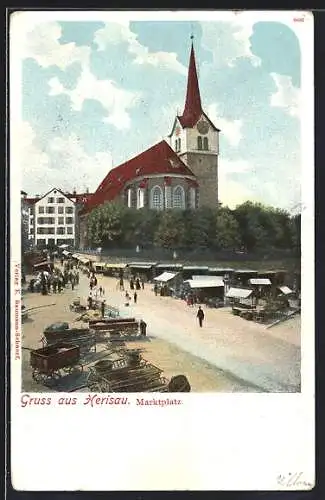 Lithographie Herisau, Marktplatz