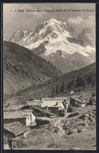 AK Vallorcine, L'Aiguille Verte et le hameau du Poyaz