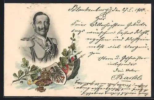 AK Kaiser Wilhelm II und Wappen