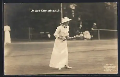 AK Kronprinzessin Cecilie beim Tennisspiel