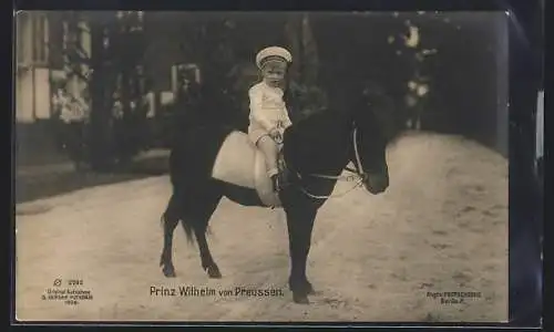 AK Prinz Wilhelm von Preussen als Knabe auf einem Pony