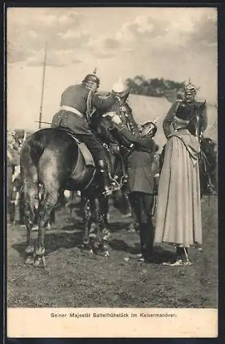 AK Sattelfrühstück Kaiser Wilhelms II. im Kaisermanöver