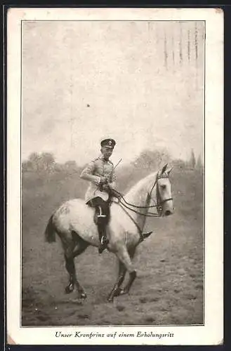 AK Kronprinz Wilhelm von Preussen in Husarenuniform auf Pferd