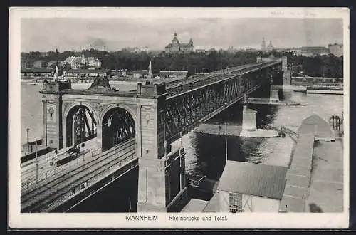 AK Mannheim, an der Rheinbrücke