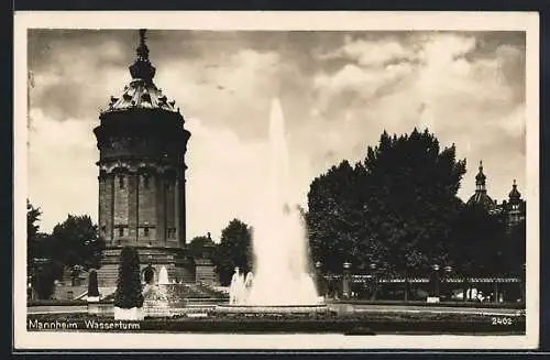 AK Mannheim, Wasserturm und Fontäne