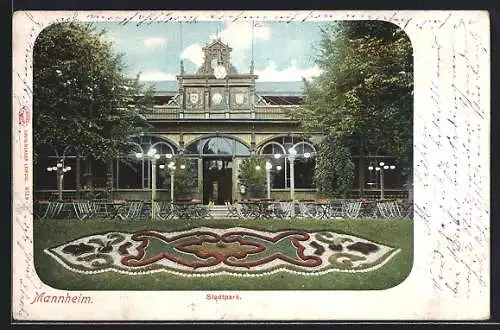 AK Mannheim, Stadtpark-Restaurant mit Terrasse