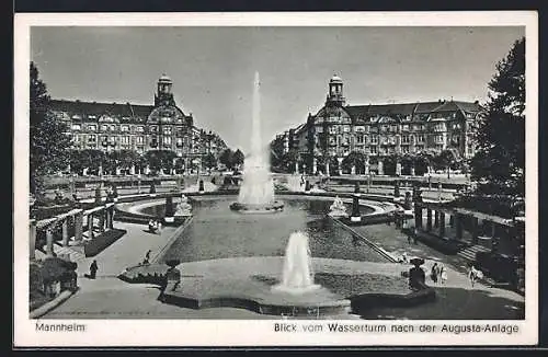 AK Mannheim, Blick vom Wasserturm nach der Augusta-Anlage