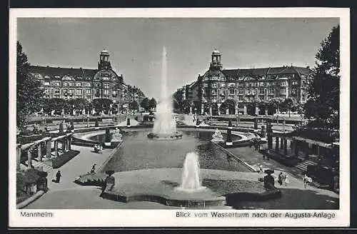 AK Mannheim, Blick vom Wasserturm zur Augusta-Anlage