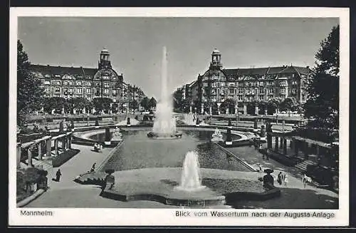 AK Mannheim, Augusta-Anlage vom Wasserturm gesehen