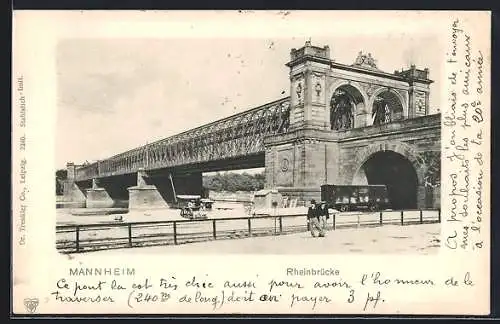 AK Mannheim, Rheinbrücke im Sonnenschein