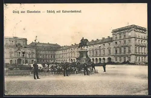 AK Mannheim, Schloss mit Kaiserdenkmal