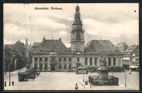 AK Mannheim, Rathaus und Denkmal