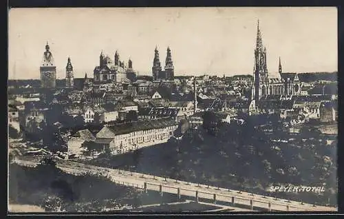 AK Speyer, Panoramablick auf die Stadt