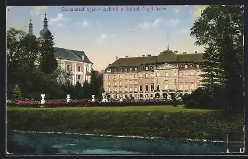 AK Donaueschingen, Schloss und kathol. Stadtkirche