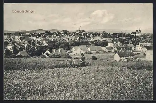 AK Donaueschingen, Ortsansicht im Frühling