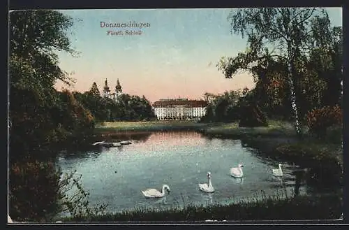 AK Donaueschingen, Fürstliches Schloss bei Abendstimmung